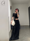 BASERANGE Ruffled Ribbed Cotton T-shirt BAS-TTO3-RB-SU24-HEI Black TTO3-RB-000